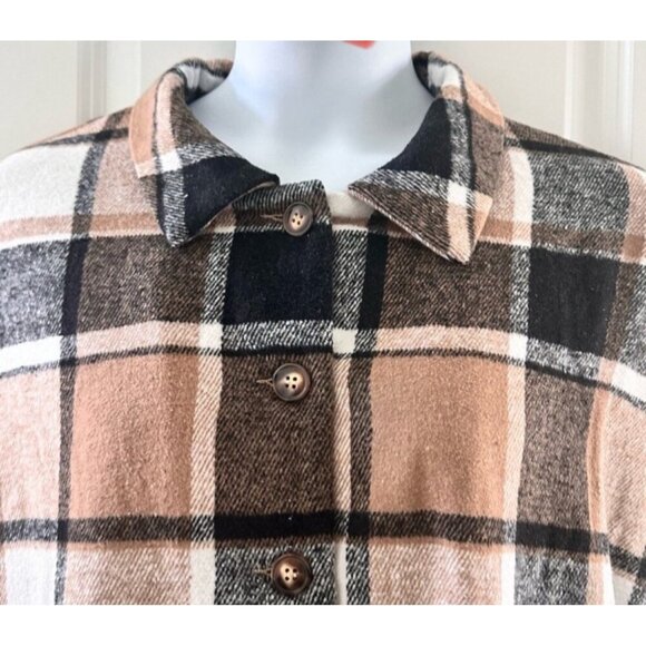 Plaid Button-Up Shirt Jacket 2XL 100% Polyester Hand Wash Cold - Picture 10 of 13